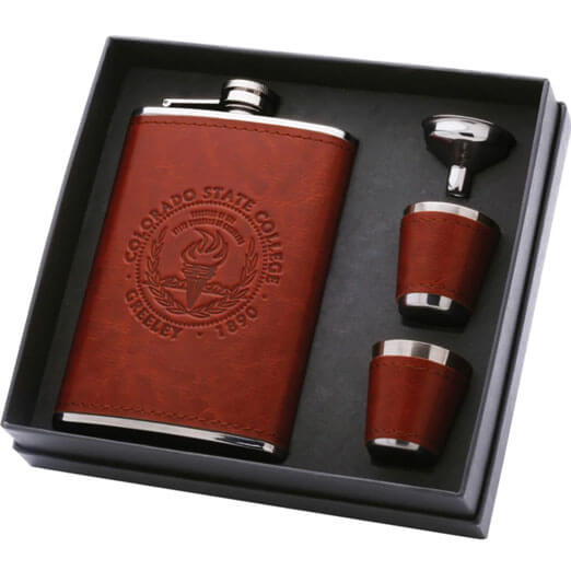 Leatherette Flask Set