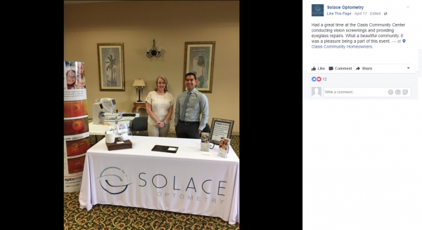 Solace Optometry | Full Color 6' Custom Table Covers